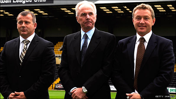 County manager Ian McParland, Sven-Goran Eriksson and Peter Trembling