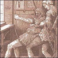 Artists impression of Robin Hood shooting his final arrow