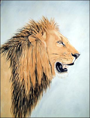 Lion painted by Dawn Beautement