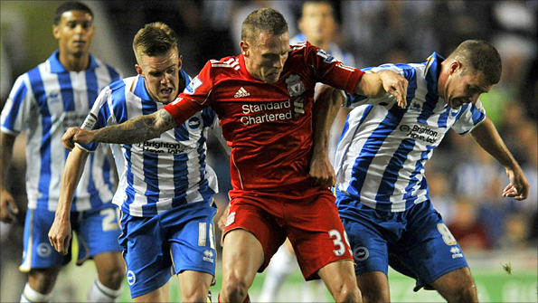 Craig Bellamy, playing for Liverpool against Brighton in the Carling Cup