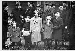 parents and children waiting to say goodbye