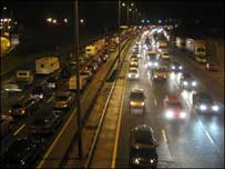 Traffic on M5 at Strensham Services