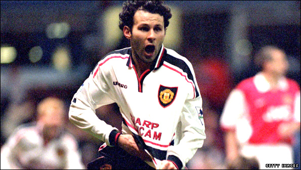 Ryan Giggs after scoring against Arsenal in 1999