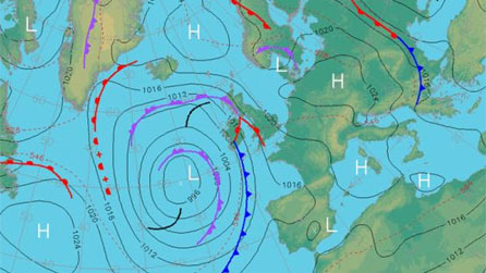 Met Office chart for Thursday 5 May at 12 Noon.