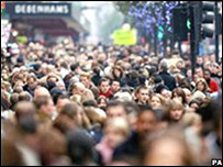 Crowds on busy street