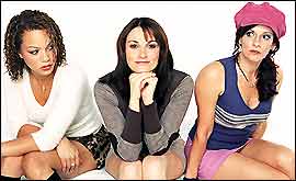 Darcey played by Angela Griffin , Sarah Parish and Sydney played by Sian Reeves who are all in Cutting It