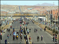 Estrada bloqueada em El Alto