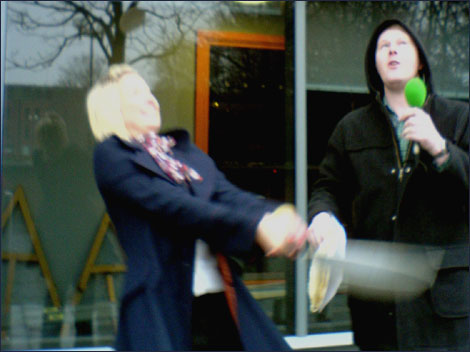 Woman tossing 'pancake'
