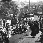 The George VI Coronation procession passing along St MArgaret's Street, Bradford-on-Avon, May 1937.