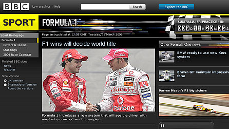 BBC Formula 1 website