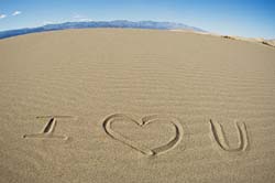 I love you written in sand