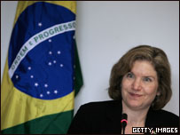 A representante comercial dos Estados Unidos, Susan Schwab, durante visita ao Brasil