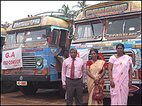 GA Emilda Sukumar with food lorries bound for Vanni