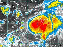 Foto de satélite do furacão Ernesto