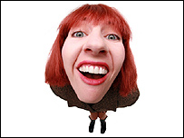 A woman with a big mouth