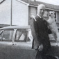A mans best friend - Ruth's dad John and his beloved dog Dawn. The car is an Austin 1100 which John lovingly re-made from scrap