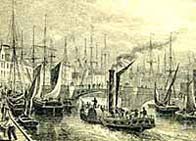 Illustration showing Leith harbour
