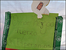 Mensaje de apoyo a Omar Reygadas, uno de los mineros atrapados