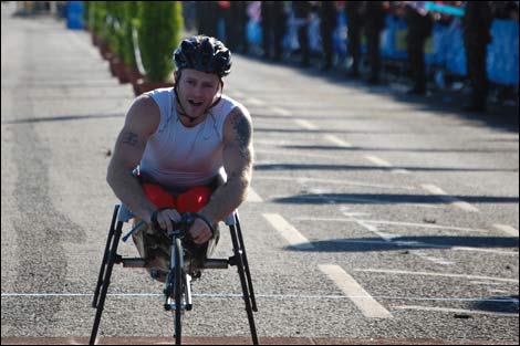 Josh Cassidy winner of the Great North Run 2008 wheelchair race