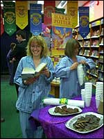 Staff at Ottaker's Bookshop in Salisbury ready for the launch of the latest Harry Potter book.