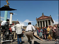 Filmagem nos estúdios da Cinecittá