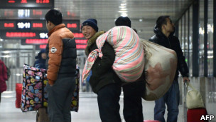 北京西客站的鐵路旅客