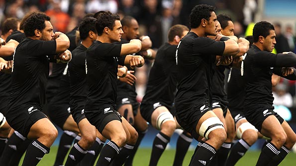 The All Blacks perform the Haka ahead of their Test against England at Twickenham. Photo: Getty.