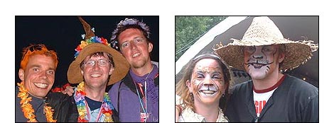 Festival-goers at Glastonbury 2005