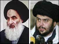 Büyük Ayetullah Siistani ve isyanci din adamı Es-Sadr