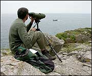 Seawatcher Mark Darlaston at Berry Head