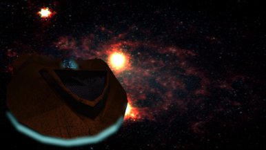 Render of ship with lighting