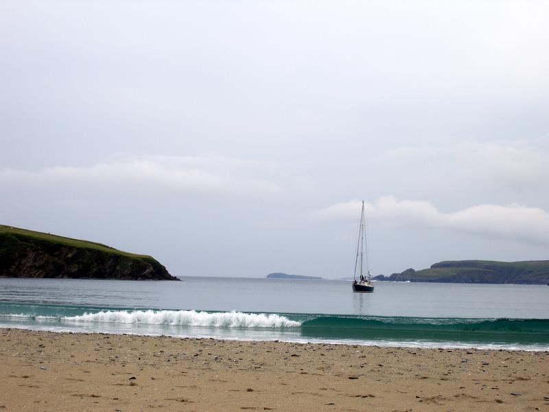 Yacht in the bay beside St Ninnians Isle