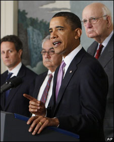 Timothy Geithner, Barney Frank, President Obama, Paul Volcker