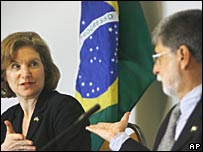 Susan Schwab, representante de Comércio dos EUA, e Celso Amorim, ministro de Relações Exteriores