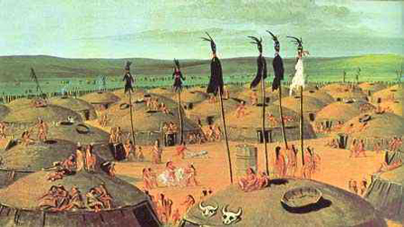 Llun o Indiaid Mandan (George Catlin)