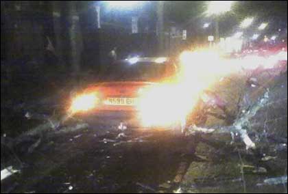 Car crashed into fallen tree in Worcester