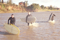 Paddling across the river at Newham - Kev