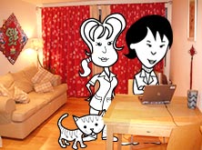 Alice and Helen in the sitting room