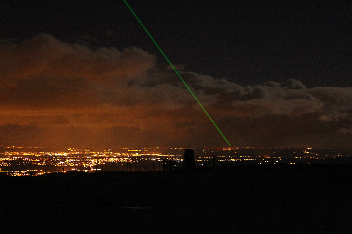 A beam of light from Jubilee Tower