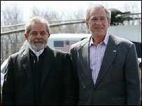 Lula e Bush, em Camp David, em março de 2007
