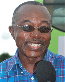 Ghanaian solicitor Stephen Antwi to talk to the BBC when he saw the Africa Kicks bus on the road to Aflao