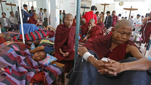 About 22 monks are betreated in Monywa hospital