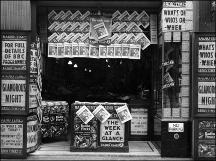 Radio Times window display at 37 Tothill Street, Westminster, London, 01/01/1939