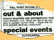 Ad looking for film volunteers