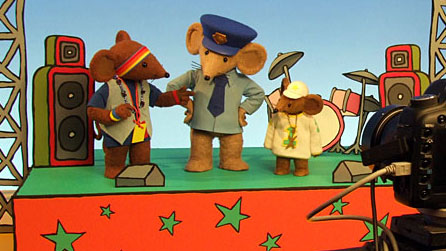 Gladstone, President Wensley Dale and Ice Popp on set