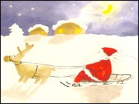 贺年卡（圣诞老人驾雪橇）