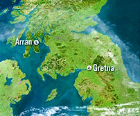 Map showing Arran to Gretna