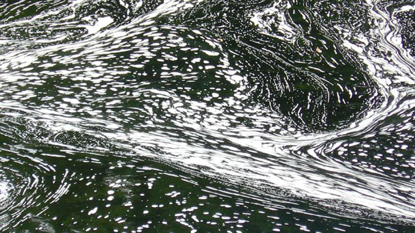 Patterns on the water surface at the confluence of two burns