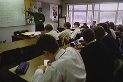 teacher and pupils in a classroom