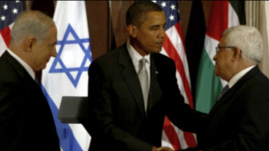 Benjamin Netanyahu, Barack Obama e Mahmoud Abbas (AP)